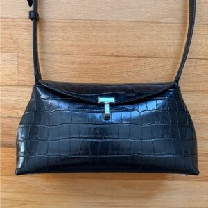 Toteme T-lock Crocodile leather bag, black